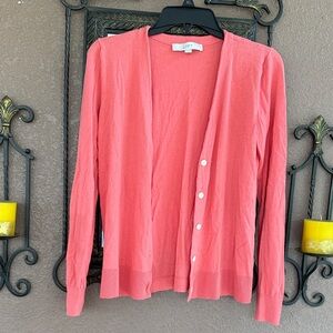 LOFT Vibrant Coral Cardigan